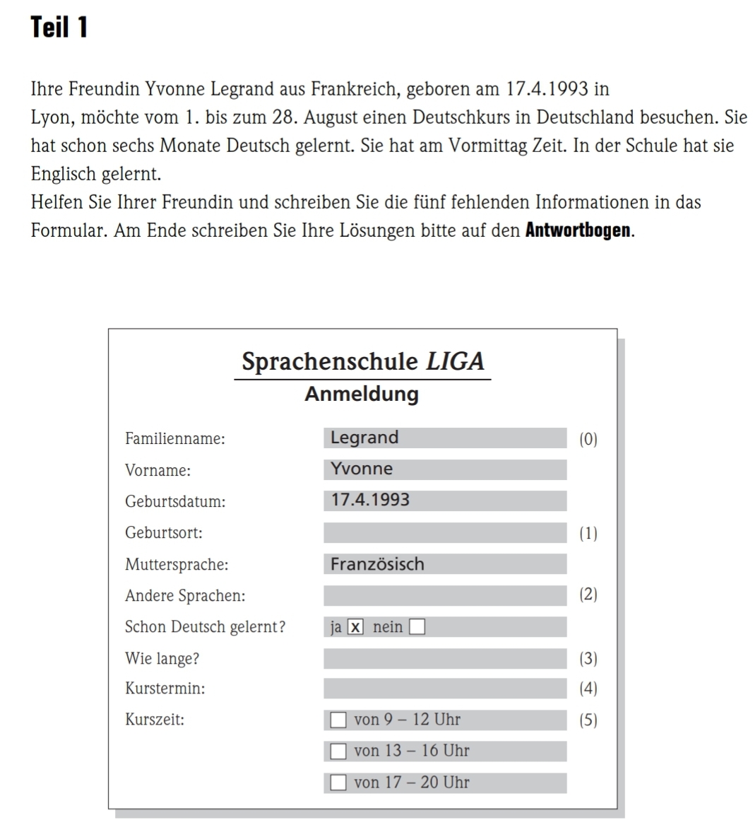 Goethe S A1 Exam Pattern Asap German Language Institute